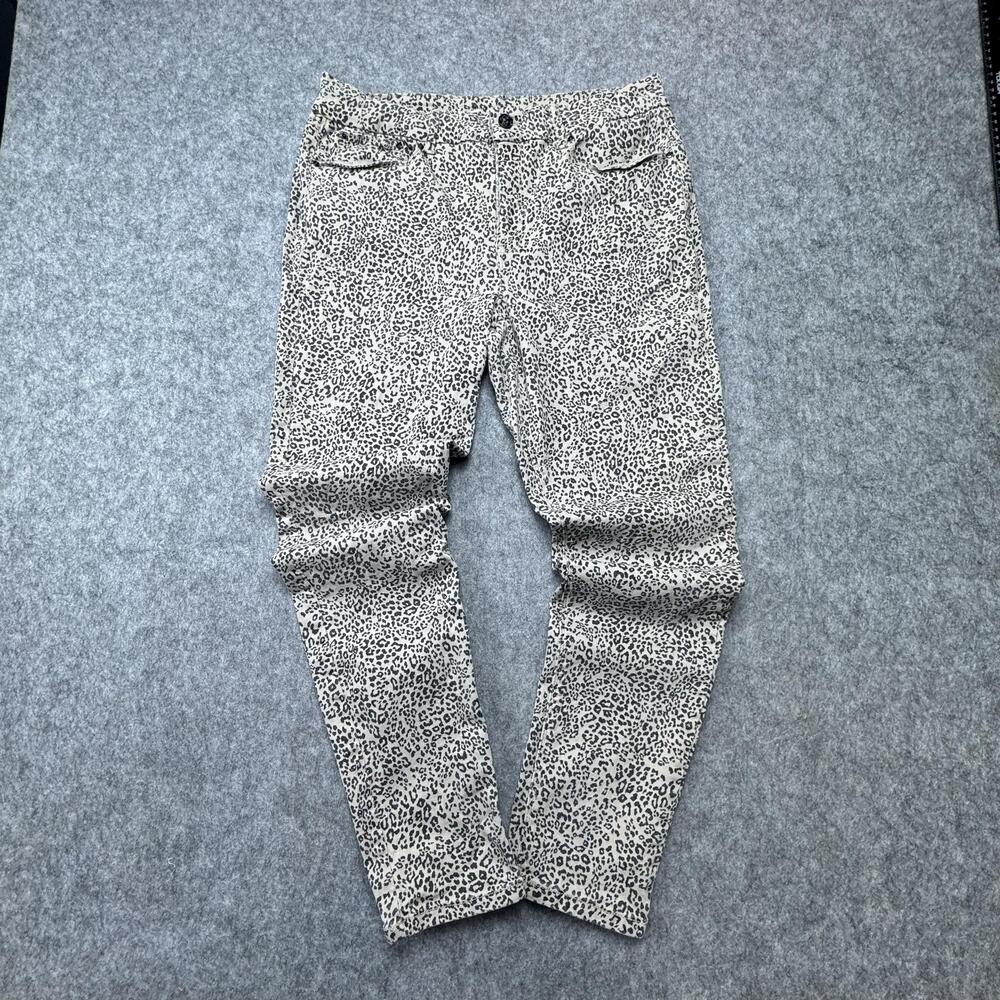 Seven7 Tummyless High Rise Skinny Jeans Womens 16 Beige Animal Print 34x28.5
